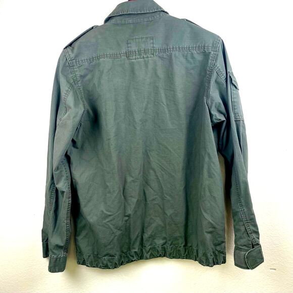 H&M Jacket Mens M Army Military Utility Indie Grunge Oversized Full Zip Khaki - Picture 2 of 14